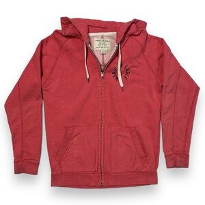 AMERICAN EAGLE Red Vintage Wash Zip Front Hoodie